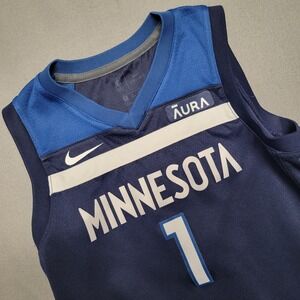 Nike Anthony Edwards Minnesota Timberwolves Youth Medium NBA Jersey Navy Blue #1